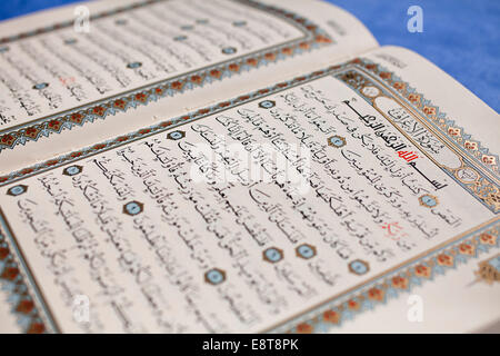 Ouvert en écriture arabe Coran Banque D'Images