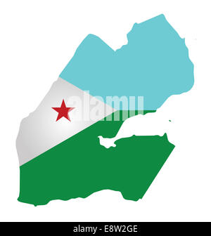 Drapeau de la République de Djibouti superposées sur une carte Banque D'Images