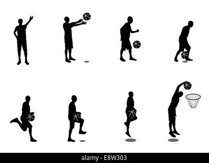 Ensemble de joueurs de basket-ball Vector Illustration Banque D'Images