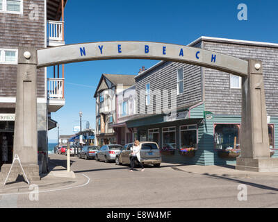 Nye Beach, Newport, Oregon signe Banque D'Images