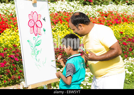 1 Orientation de l'homme Indien peinture pour enfants Banque D'Images