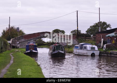 109 sur le pont du canal de Shropshire Union près de Beeston Castle entre Chester et Nantwich Banque D'Images