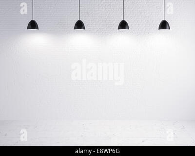 Mur blanc et fond intérieur lampe Banque D'Images