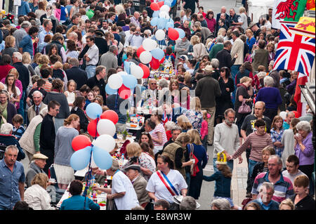 Presteigne, Powys, pays de Galles, Royaume-Uni. Une fête de rue pour célébrer le mariage en 2011 du prince William et Kate Middleton, maintenant duc et duchesse de Cambridge Banque D'Images