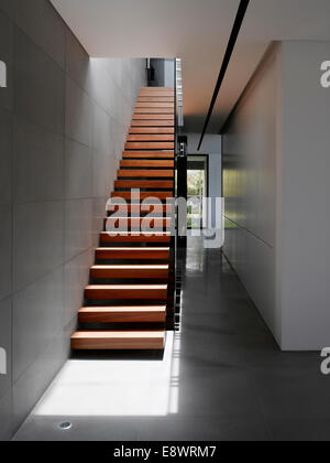 Escalier en bois en détail B House, Israël, Moyen Orient. Banque D'Images