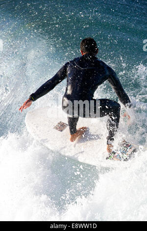 Le surf au lever du soleil. Hermosa Beach, Californie. Banque D'Images