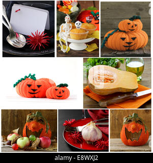 Set Halloween citrouille, de gâteries et de table Banque D'Images