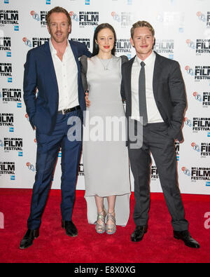 Cast assiste à la tempête SILENCIEUSE PREMIÈRE MONDIALE AU BFI London Film Festival le 14/10/2014 à la vue West End, Londres. Les personnes sur la photo : Damian Lewis, Andrea Riseborough, Ross Anderson. Photo par Julie Edwards Banque D'Images