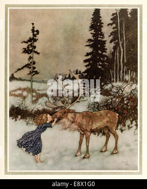 Reine des neiges - Edmund Dulac (1882-1953) illustration à partir de témoignages de Hans Andersen'. Voir la description pour plus d'informations. Banque D'Images