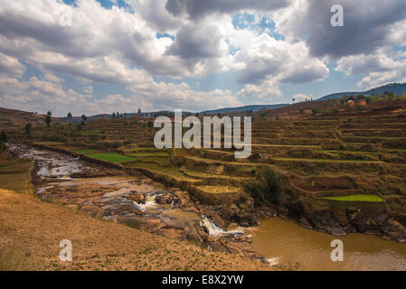 Paysage des hautes terres de Madagascar Banque D'Images