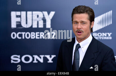 Washington, DC, USA. 15 Oct, 2014. L'acteur Brad Pitt assiste à la première mondiale de son nouveau film "colère" à Washington, DC, le 15 octobre 2014. Credit : Yin Bogu/Xinhua/Alamy Live News Banque D'Images