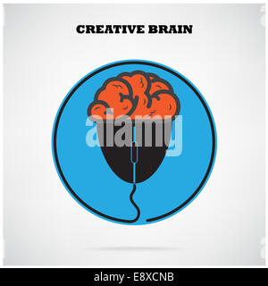 Symbole du cerveau créatif avec la souris de l'ordinateur Connectez-vous sur background,design pour poster flyer brochure couverture ,idée d'entreprise Banque D'Images