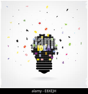 Puzzle créatif idée lampe design concept background, affiche flyer brochure pour couvrir l'éducation,concept ,idée d'entreprise. Banque D'Images
