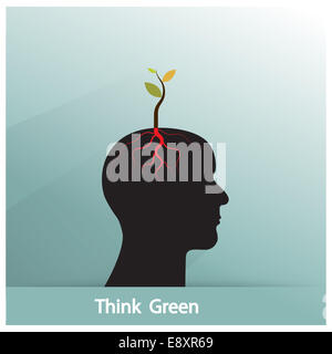 Think green concept. Arbre de la croissance des pousses idée verte des symbole. business et industriel vert idée. Banque D'Images