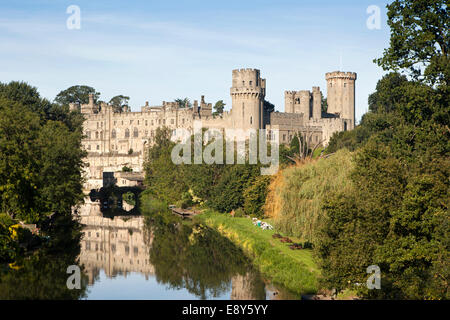 Royaume-uni, Angleterre, Warwickshire, Warwick, château au-dessus de la rivière Avon, Pont du Château Banque D'Images