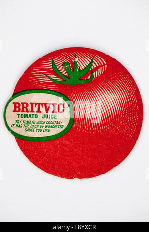 Vintage ou de vieux tapis de bière britannique Britvic publicité Jus de tomate Banque D'Images