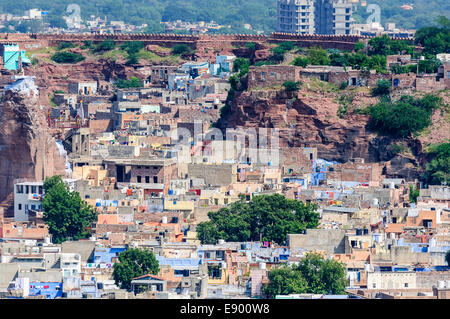 Une partie de la ville de Jodhpur, à l'intérieur des murs de Fort Mehrangarh Banque D'Images