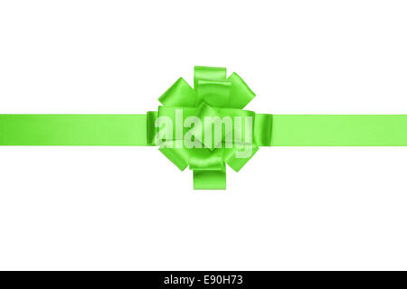 Composition pour présenter ou cadeau avec ruban vert, bow isolated on white Banque D'Images