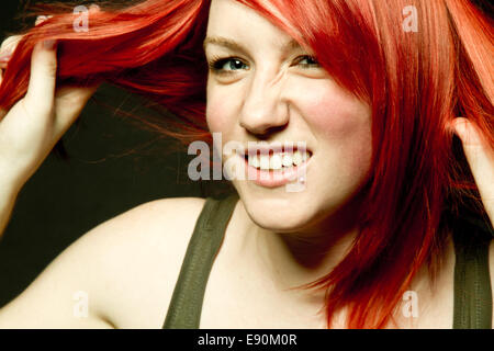 Femme aux cheveux rouges Banque D'Images