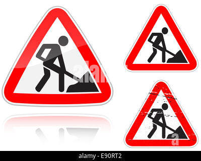 Les variantes a travaille sur la route - road sign Banque D'Images
