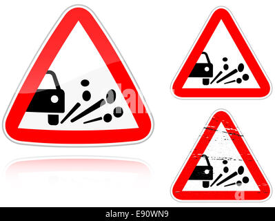 Les variantes d'une éruption de gravier - road sign Banque D'Images