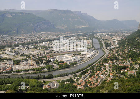 Vue depuis le fort de la Bastille sur la rivière Isère Banque D'Images