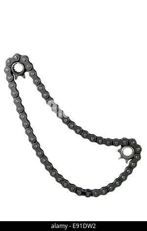 Transmission par chaîne, isolé sur fond blanc Banque D'Images