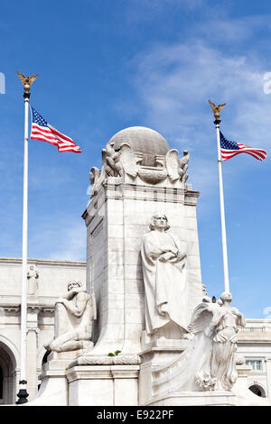 Fontaine Columbus Union Station Washington DC Banque D'Images