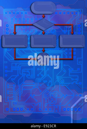 Toile technique avec le plan circuit board Banque D'Images