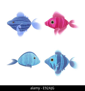 Quatre poissons illustrations Banque D'Images