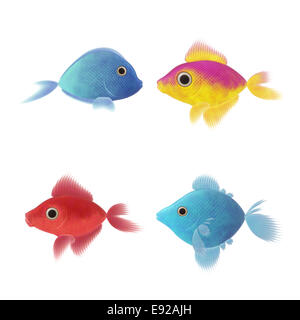 Quatre poissons illustrations Banque D'Images