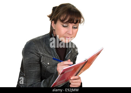 La jeune fille avec un ordinateur portable Banque D'Images