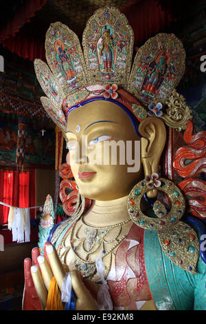 L'inscription de Maitreya Budda à Thiksay au Ladakh Monastère Banque D'Images