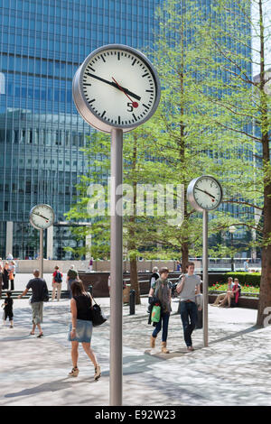 Horloges Canary Wharf, London, UK Banque D'Images