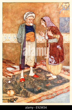 Edmund Dulac illustration de 'Ali Baba et les quarante voleurs' dans 'Stories de l'Arabian Nights'. Voir la description pour plus d'informations Banque D'Images