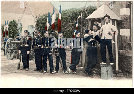 Les soldats de l'armée française, LA PREMIÈRE GUERRE MONDIALE, Portrait, Hand-Colored Carte Postale, vers 1914 Banque D'Images