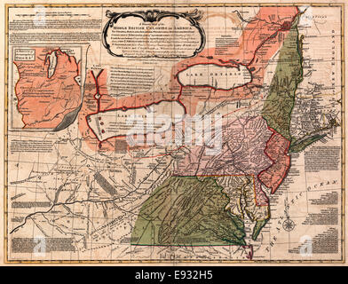 Une carte générale du milieu les colonies britanniques d'Amérique, à savoir Virginie, Maryland, Delaware, Pensilvania, New Jersey, New York, du Connecticut et du Rhode Island, 1771 Banque D'Images