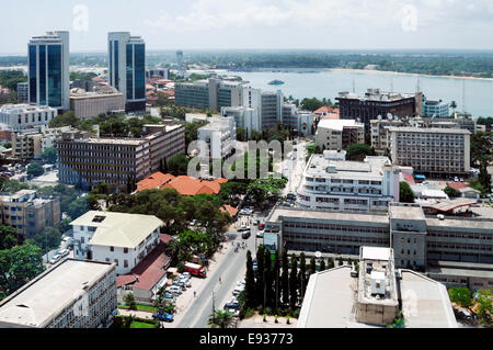 Vue de haut niveau, de Dar Es Salaam, Tanzanie, Afrique. Banque D'Images