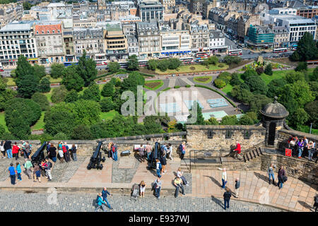 Princes Street Gardens vue du château d'Édimbourg Banque D'Images