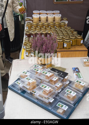Marché de producteurs à Oslo la capitale de la Norvège et d'abeilles miel écologique à vendre Banque D'Images