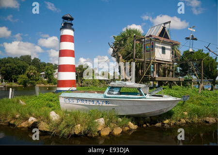 Plusieurs singes araignées résident sur Monkey Island qui se trouve le long de la rivière Homosassa adjacent à la Homosassa Riverside Resort. Banque D'Images