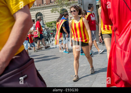 Photos de la marche pour l'indépendance catalane de Barcelone en 11 septembre 2014. Banque D'Images