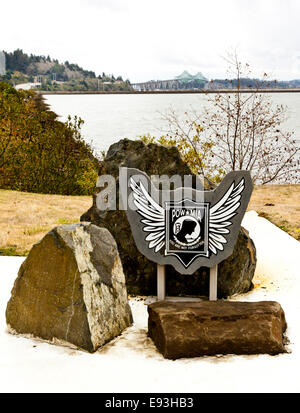 Mémorial à POW's/ MIA à David Dewett Veterans Memorial, North Bend Oregon Banque D'Images