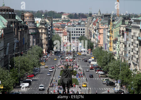 La place Venceslas à Prague, République Tchèque Banque D'Images