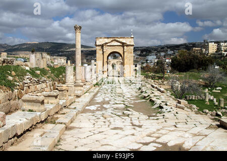 Les ruines romaines de Jerash, Jordanie Banque D'Images