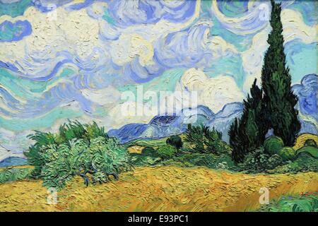 Champ de blé avec cyprès, Vincent Van Gogh, 1889, Metropolitan Museum of Art, New York City, USA Banque D'Images