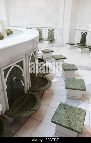 Zone d'ablution de la Grande Mosquée de Sheikh Zayed, Abu Dhabi, Émirats Arabes Unis Banque D'Images