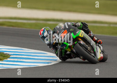 Phillip Island, Victoria, Australie. Dimanche, 19 octobre, 2014. Bradley Smith, Monster Yamaha Tech 3 l'équipe de MotoGP. Smith a réussi à demander au tiers Tissot moto australien après une bonne course de performance. Credit : Russell Hunter/Alamy Live News Banque D'Images