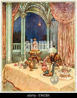 Beauté et la Bête, Edmund Dulac illustration de 'sleeping Beauty et autres contes de fées". Voir la description pour plus d'informations Banque D'Images