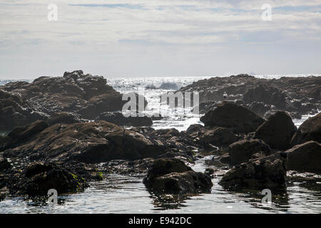 L'océan Atlantique d'une plage dans la région de Foz, Porto, Portugal Banque D'Images